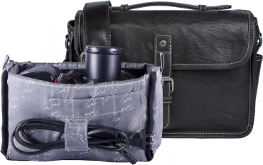Alpenleder Camera Bag Presse Black Ebony Buff Crumple