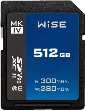 Wise 512GB SDXC UHS-II 300 MB/s V90 MK-IV