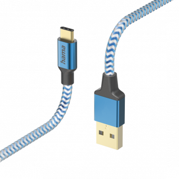 Hama 201558 Ladekabel Reflective USB-A zu USB-C Nylon 1,5m blau