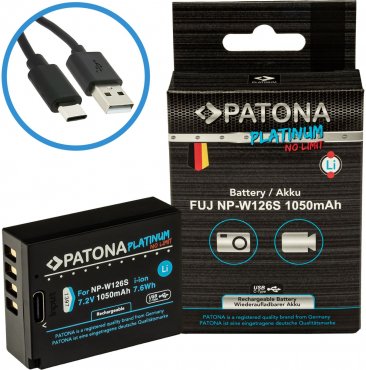 PATONA Platinum battery Fuji NP-W126S with USB-C input