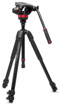 Manfrotto 055XPRO Alu Kit Videostativ mit 502 Fluid-Kopf 3 Segmente