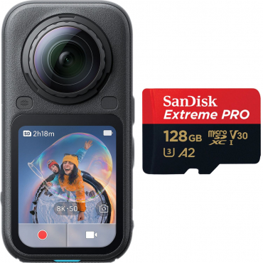 Pack standard Insta360 X6 Midnight Black + SanDisk Extrem 128 Go