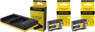 Patona Dual Schnellladegerät für NB-2L + 2x Akkus