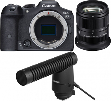 Canon EOS R7 + Sigma 18-50mm f2,8 DC DN (C) + Richtmikrofon DM-E1