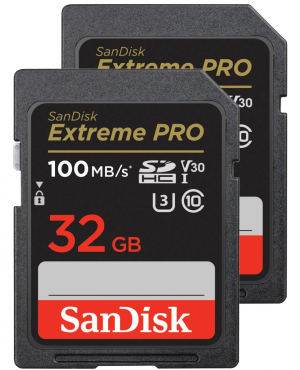 SanDisk SDHC Extreme Pro 32 Go 100 Mo/s V30, lot de 2