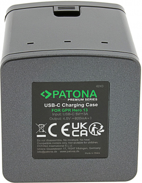 PATONA Premium Tripple-Charger Ladebox für GoPro Hero 13 + USB-C Kabel