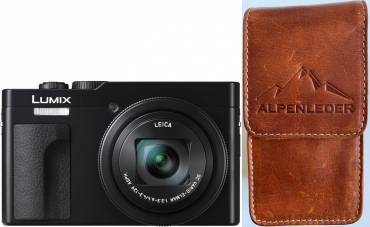 Panasonic Lumix DC-TZ99 schwarz + Alpenleder Etui Kompakt cognac