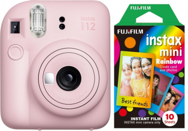 Fujifilm Instax Mini 12 blossom pink + Rainbow Film