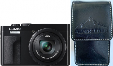 Panasonic Lumix DC-TZ99 schwarz + Alpenleder Etui Kompakt ebenholz
