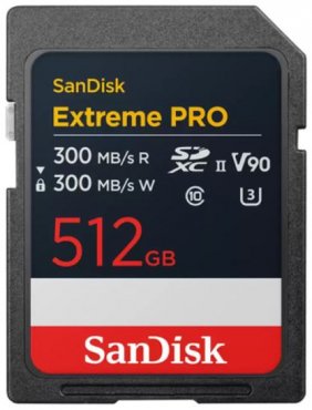 SanDisk SDXC Extreme Pro 512GB 300MB/s V90 UHS-II 2025