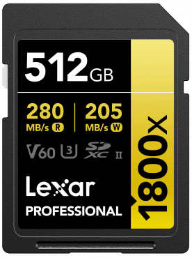 Lexar Professional SDXC Gold 512GB 1800x UHS-II V60