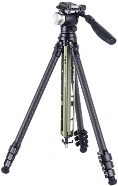 AOKA TS-194C Carbon Fiber Tripod, Green + ST-3 Video Pan-Tilt Head