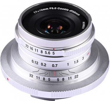 LAOWA 15mm f5 Cookie FF für Canon RF, silber