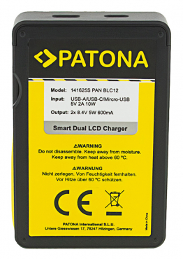 PATONA Chargeur USB Smart Dual LCD pour Panasonic DMW-BLC12