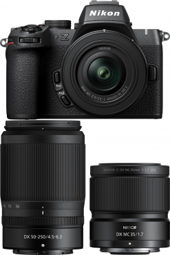 Nikon Z50II + Nikkor DX 16-50mm f3,5-6,3 + 50-250mm + 35mm f1,7 Makro