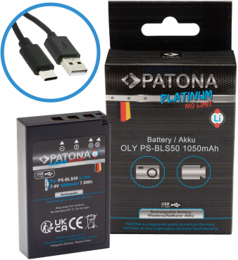 PATONA Platinum Batterie USB-C Input Olympus BLS-5