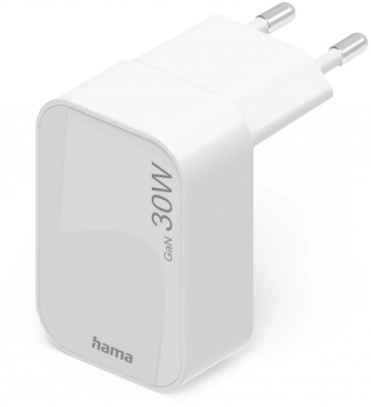 Hama 201954 Schnellladegerät GaN 30W 2X USB-C faltbar Weiß