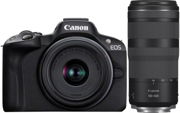 Canon EOS R50 black + 18-45mm IS STM + RF 100-400mm f5.6-8 IS USM