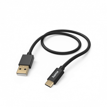 Hama 201545 Charging Cable Fabric USB-A to USB-C 1.5m black