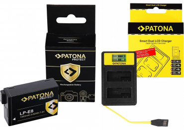 PATONA Dual USB charger + 2x battery Canon LP-E8