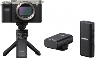 Sony Alpha ILCE-7C silber inkl. drahtloses Mikrofon und Handgriff