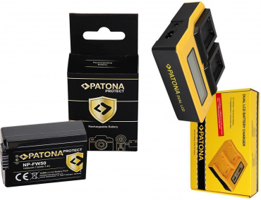 PATONA Dual LCD charger + 2x NP-FW50 battery - 6068183 PATONA Dual LCD charger + 2x NP-FW50 battery