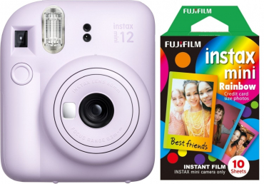 Fujifilm Instax Mini 12 pourpre lilas + film arc-en-ciel