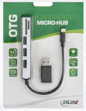 InLine OTG Kartenleser USB 2.0 Hub für Smartphones,Tablets & Laptop