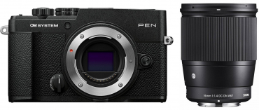 OM System PEN Schwarz + Sigma 16mm f1,4 DC DN (C) MFT - 6073412 OM System PEN Schwarz + Sigma 16mm f1,4 DC DN (C) MFT