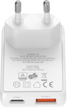 4smarts FlatPlug Duos 20W GaN 1C+1A Netzladegerät