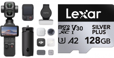 Kit DJI Osmo Pocket 4P Vlog Combo + carte microSDXC Lexar Silver Plus 128 Go