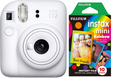 Fujifilm Instax Mini 12 clay white + Rainbow Film