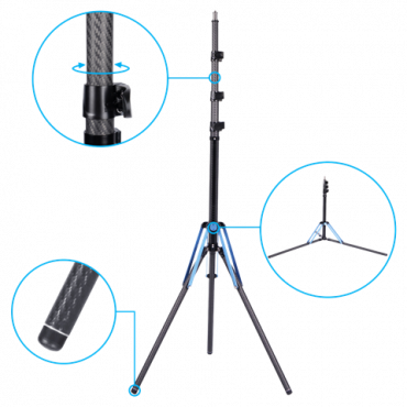 SIRUI DK18 Trépied à lampe en carbone, à amortissement pneumatique, extensible 180cm