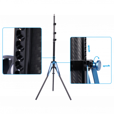 SIRUI DK18 Trépied à lampe en carbone, à amortissement pneumatique, extensible 180cm