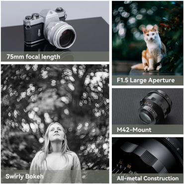 TTArtisan 75mm f1,5 M42 (Vollformat) silber