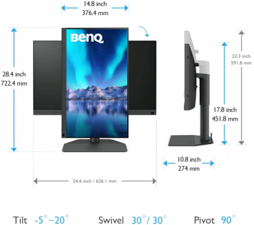 BenQ SW272U 27-Fotografenmonitor IPS 4K grau mit Lichtschutzblende