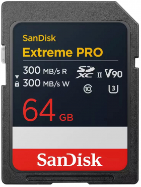 SanDisk SDXC Extreme Pro 64GB 300MB/s V90 UHS-II 2025