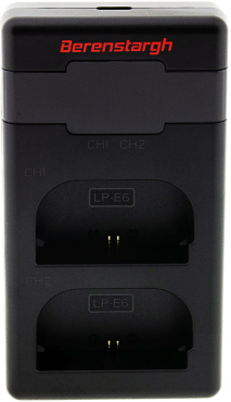 Berenstargh Ladegerät Canon LP-E6 EOS 60D, 70D 5D,6D,7D + USB-C Kabel