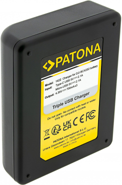 PATONA Triple Ladegerät für DJI Osmo Action 3/4/5 inkl. USB-C Kabel