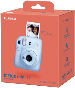 Fujifilm Instax Mini 12 bleu pastel + film arc-en-ciel