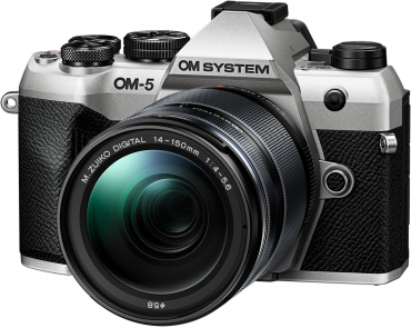 OM SYSTEM OM-5 II silver + 14-150mm II + Peter Hadley BLS-5 battery