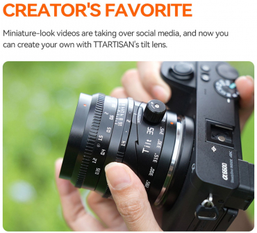TTArtisan 35mm f1,4 Tilt pour Canon RF (APS-C)