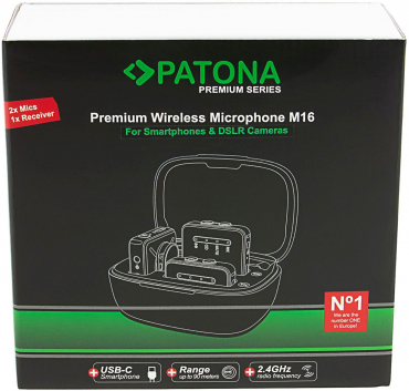 PATONA Premium Wireless Mikrofonset M16 mit 2 Sendern und 1 Empfänger