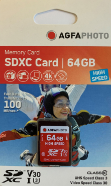 AgfaPhoto 64 GB SDXC-Karte Class10 W 50MB/s, R 100MB/s