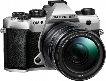 OM SYSTEM OM-5 II silver + 14-150mm II + Peter Hadley BLS-5 battery